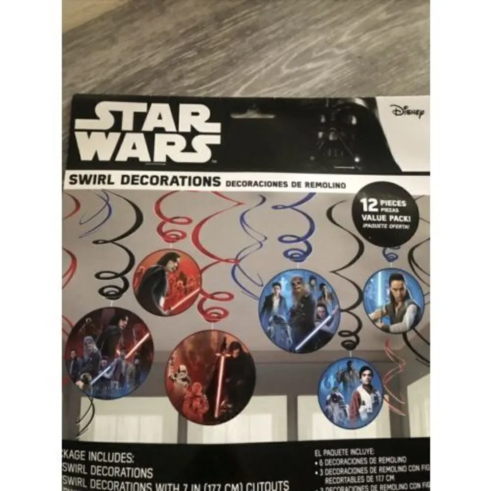 Disney Star Wars The  Last Jedi Swirl Decorations 12 Pieces.